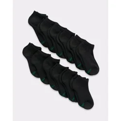 Hanes Boys' 12pk Cushioned No Show Athletic Socks - Black L