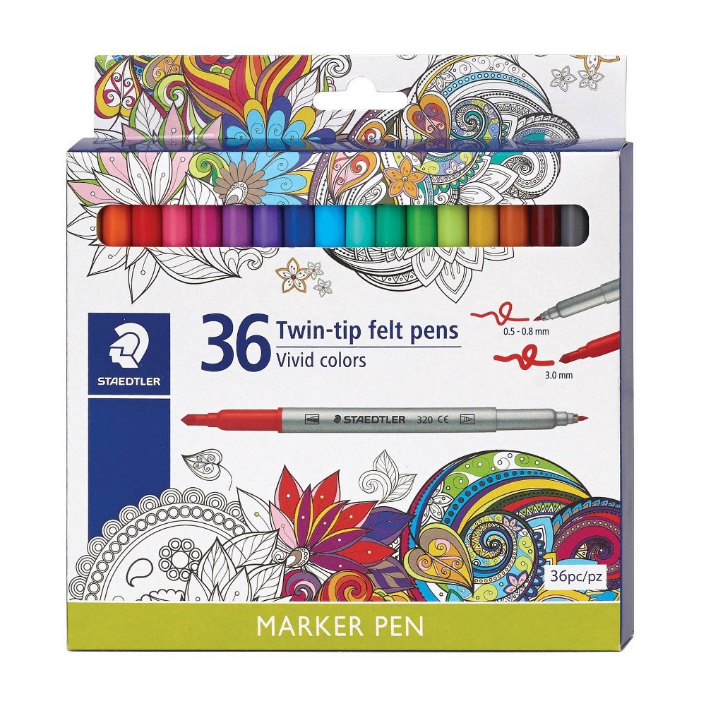 slide 3 of 3, Staedtler Twin-tip Felt Marker Pens, 36ct, 36 ct