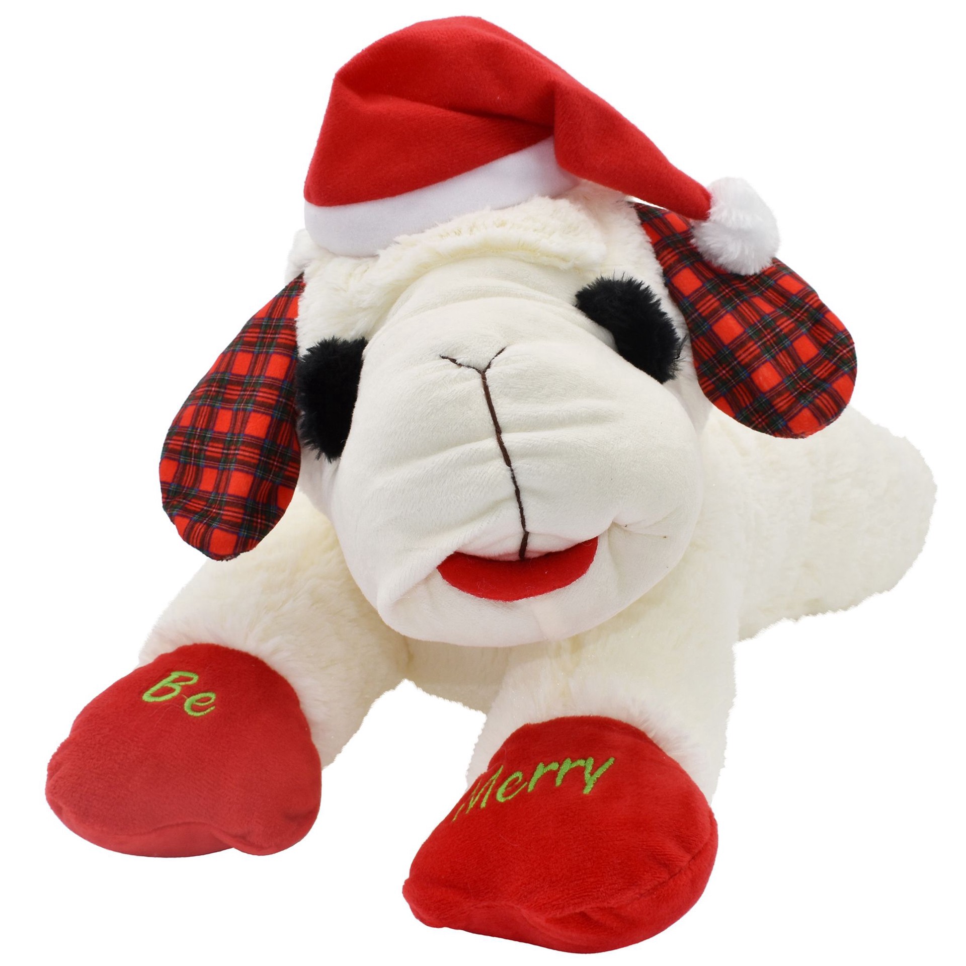 slide 1 of 1, Multipet Holiday Be Merry Lamb Chop Dog Toy, 24 in
