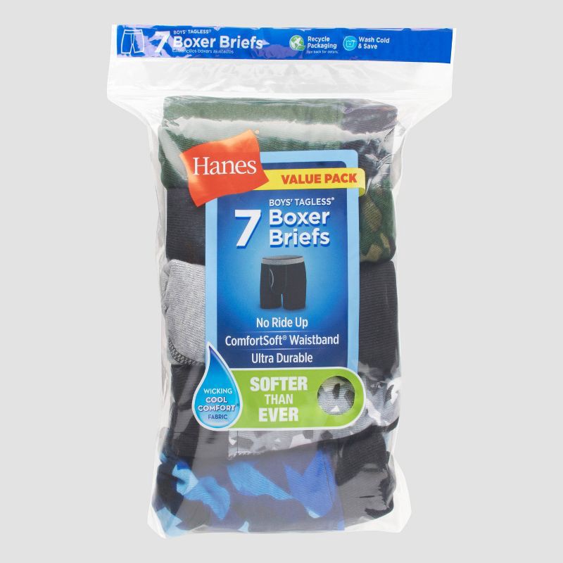 slide 5 of 5, Hanes Boys' Boxer Briefs 6 + 1 Bonus Pack Colors May Vary S, 1 ct
