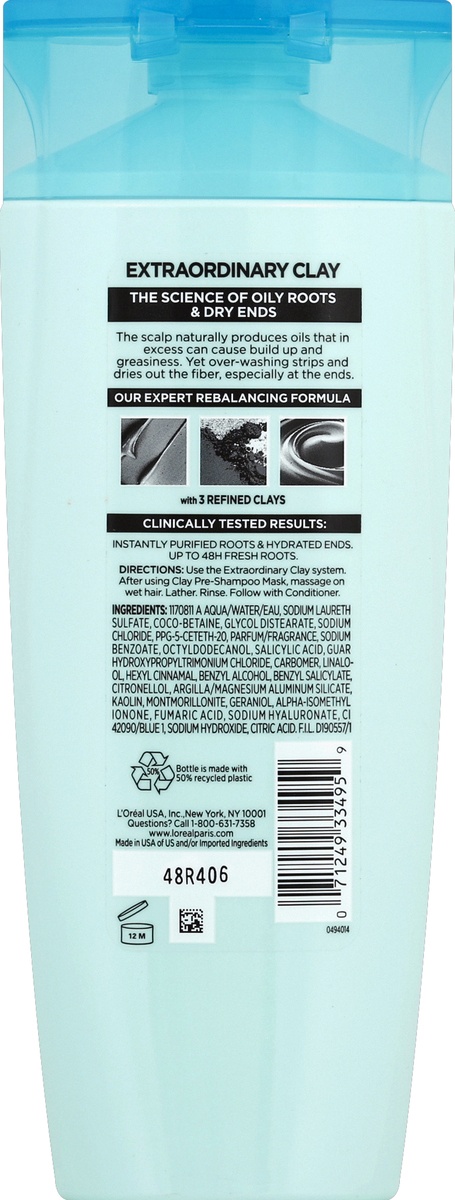 slide 2 of 7, L'Oréal L'Oréal Paris Elvive Extraordinary Clay Rebalancing Shampoo, 12.6 fl oz