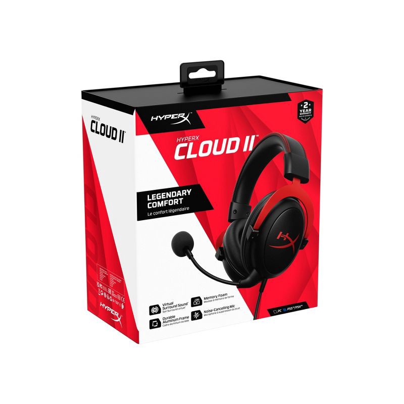 slide 4 of 9, HyperX Cloud II Gaming Headset for PC/PlayStation 4/Xbox One/Series X|S/Nintendo Switch - Red, 1 ct