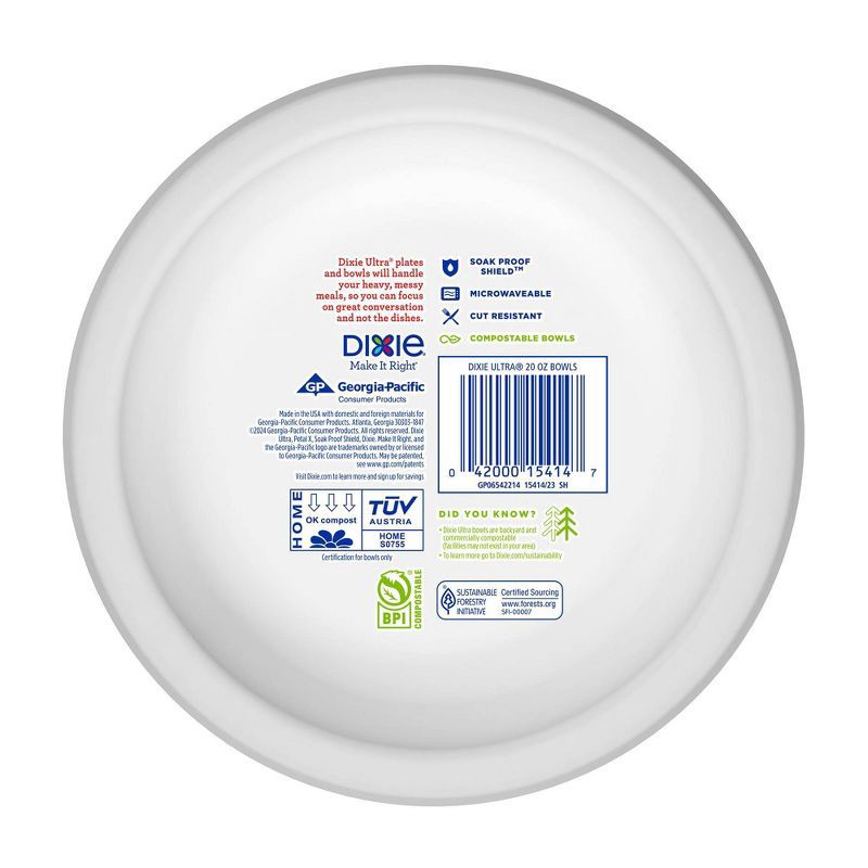 slide 5 of 9, Dixie Ultra Dinner Paper Bowls - 52ct/20oz, 52 ct, 20 oz