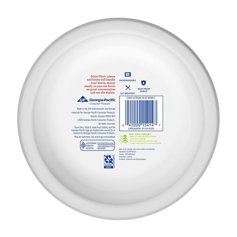 slide 9 of 9, Dixie Ultra Dinner Paper Bowls - 52ct/20oz, 52 ct, 20 oz