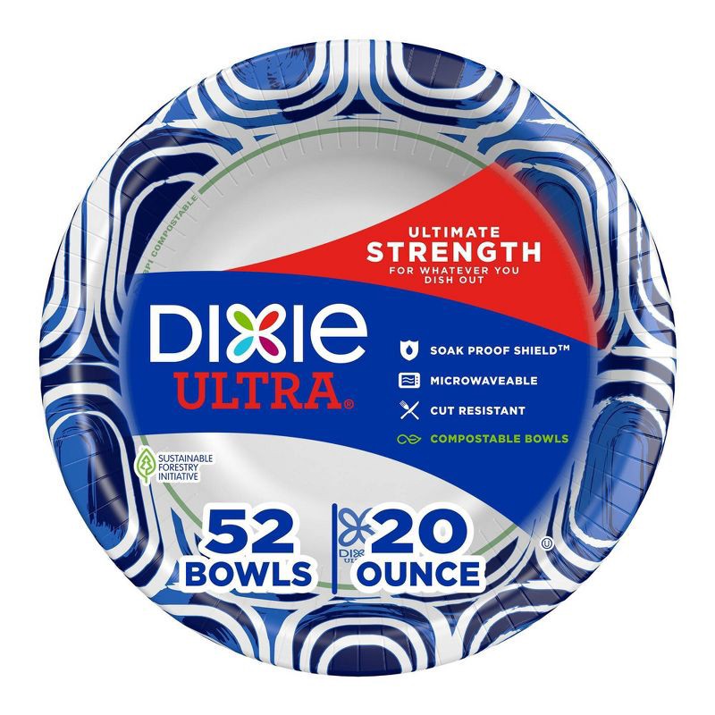 slide 1 of 9, Dixie Ultra Dinner Paper Bowls - 52ct/20oz, 52 ct, 20 oz