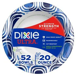 Dixie Ultra Dinner Paper Bowls - 52ct/20oz