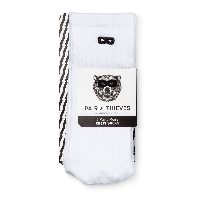 slide 2 of 4, Pair of Thieves Men's Solid Crew Socks 3pk - White 6-12, 3 ct