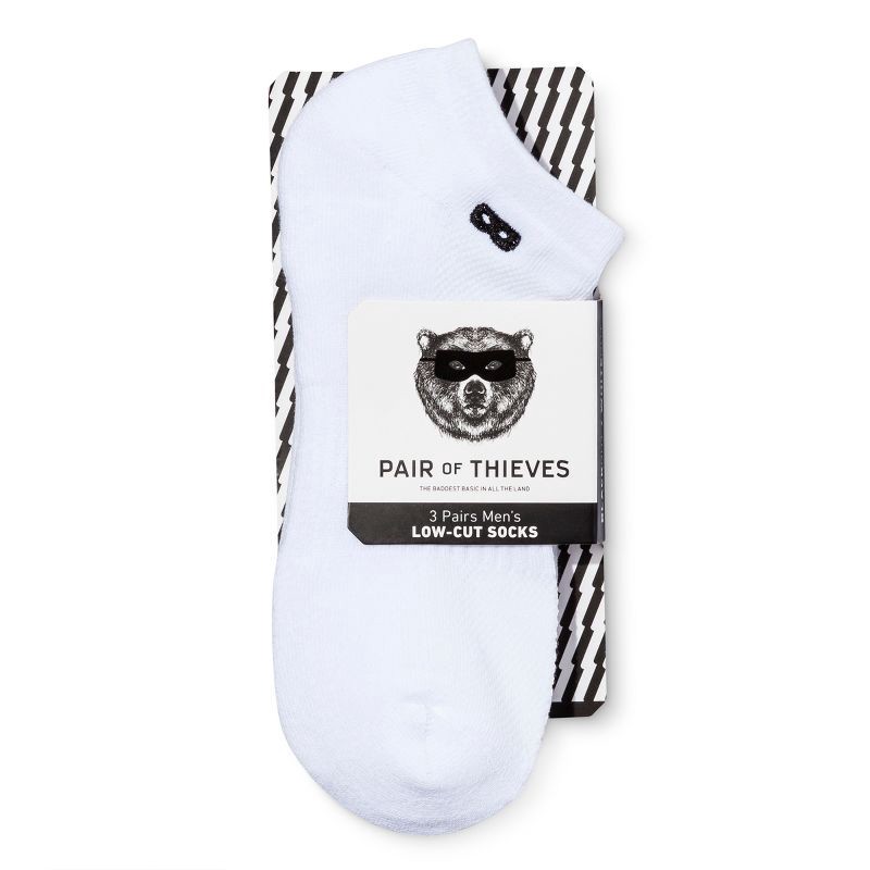 slide 2 of 4, Pair of Thieves Men's Low-Cut Socks 3pk - White 6-12, 3 ct