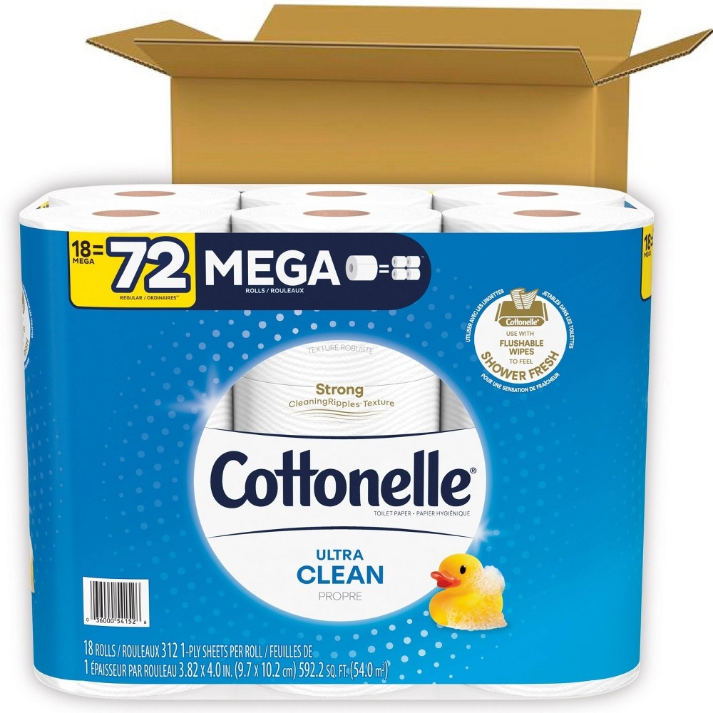 slide 2 of 11, Cottonelle Ultra CleanCare Toilet Paper - 18 Mega Rolls, 6120 ct