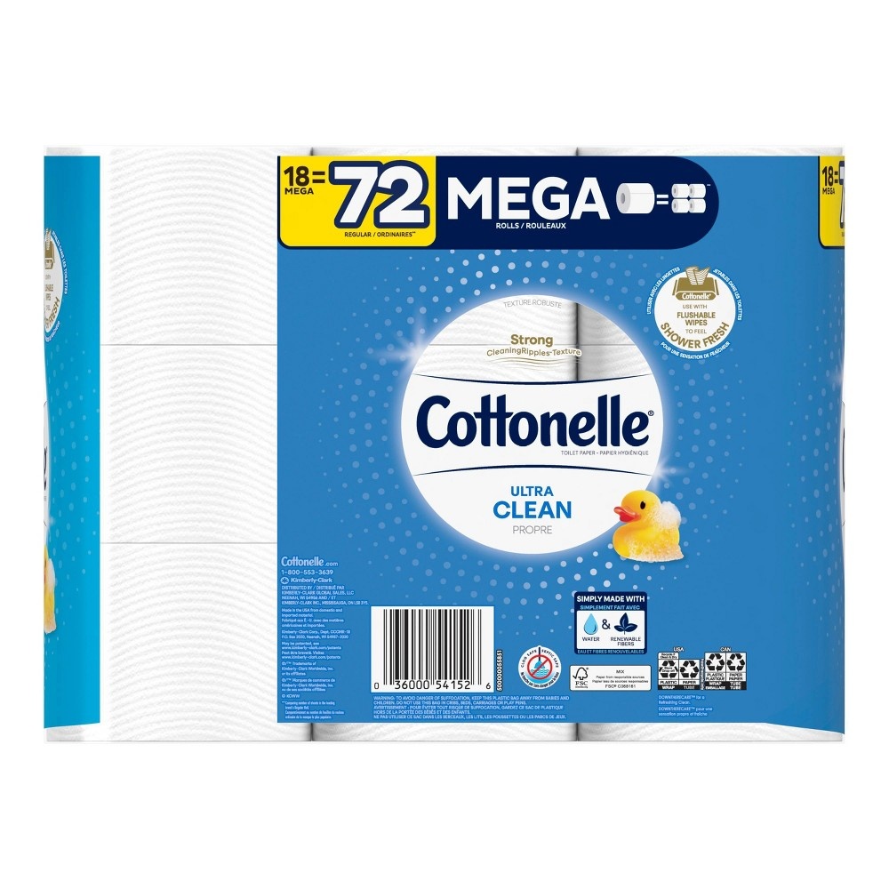 slide 7 of 11, Cottonelle Ultra CleanCare Toilet Paper - 18 Mega Rolls, 6120 ct