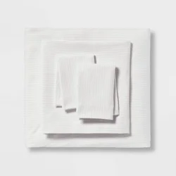 Queen Striped Microfiber Sheet Set Gray - Room Essentials™: Polyester, Peached Finish, OEKO-TEX Certified