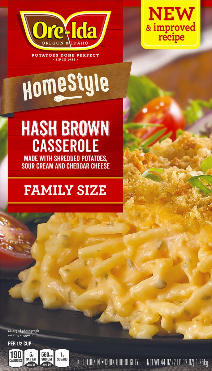 slide 6 of 14, Ore-Ida Home Style Hash Brown Casserole Frozen Side Dish Family Size, 44 oz Box, 44 oz