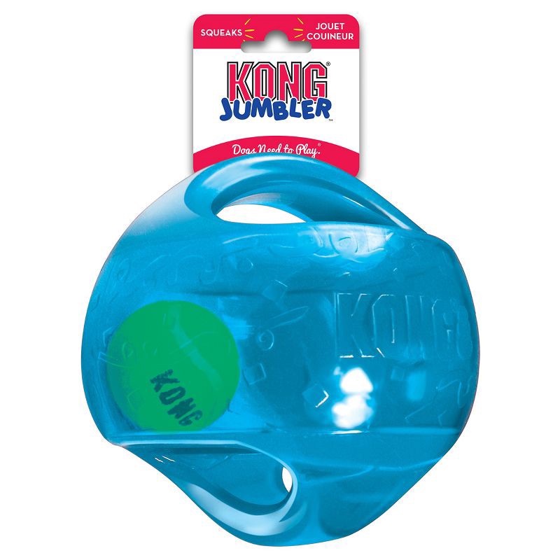 slide 2 of 3, KONG 2-in-1 Jumbler Interactive Dog Toy - Blue - M/L, 1 ct
