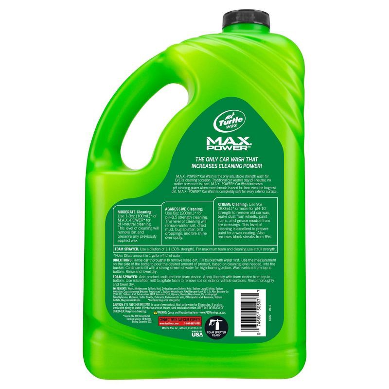 slide 2 of 9, Turtle Wax MAX-Power Car Wash 100 fl oz: Liquid Automotive Cleaner, Removes Grease & Dirt, Scented Car Soap, 100 fl oz
