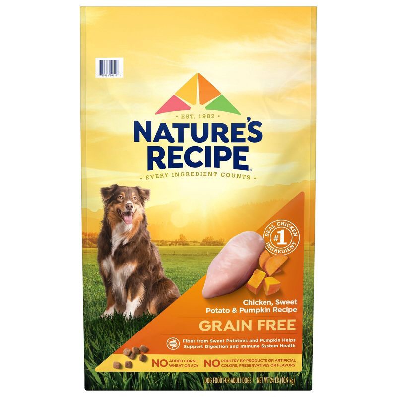 slide 1 of 9, Nature's Recipe Grain Free Chicken, Sweet Potato & Pumpkin Recipe Adult Dry Dog Food - 24lbs, 24 lb