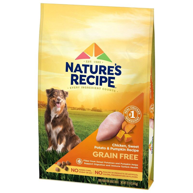 slide 6 of 9, Nature's Recipe Grain Free Chicken, Sweet Potato & Pumpkin Recipe Adult Dry Dog Food - 12lbs, 12 lb