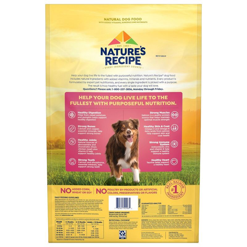 slide 4 of 8, Nature's Recipe Grain Free Salmon, Sweet Potato & Pumpkin Recipe Dry Dog Food - 12lbs, 12 lb