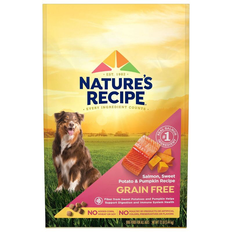 slide 1 of 8, Nature's Recipe Grain Free Salmon, Sweet Potato & Pumpkin Recipe Dry Dog Food - 12lbs, 12 lb