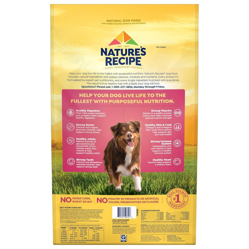 slide 4 of 8, Nature's Recipe Grain Free Salmon, Sweet Potato & Pumpkin Recipe Dry Dog Food - 24lbs, 24 lb