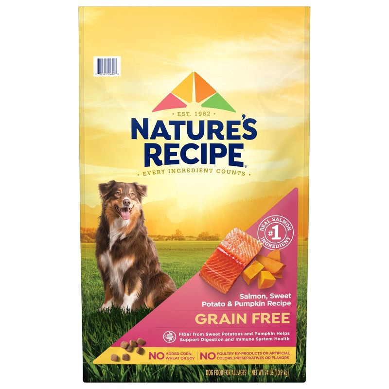 slide 1 of 8, Nature's Recipe Grain Free Salmon, Sweet Potato & Pumpkin Recipe Dry Dog Food - 24lbs, 24 lb