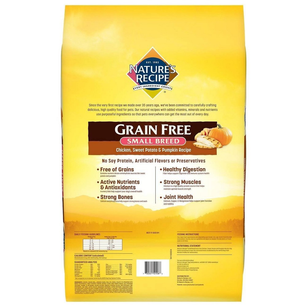 Nature's Recipe Grain Free Chicken, Sweet Potato & Pumpkin Recipe Small ...