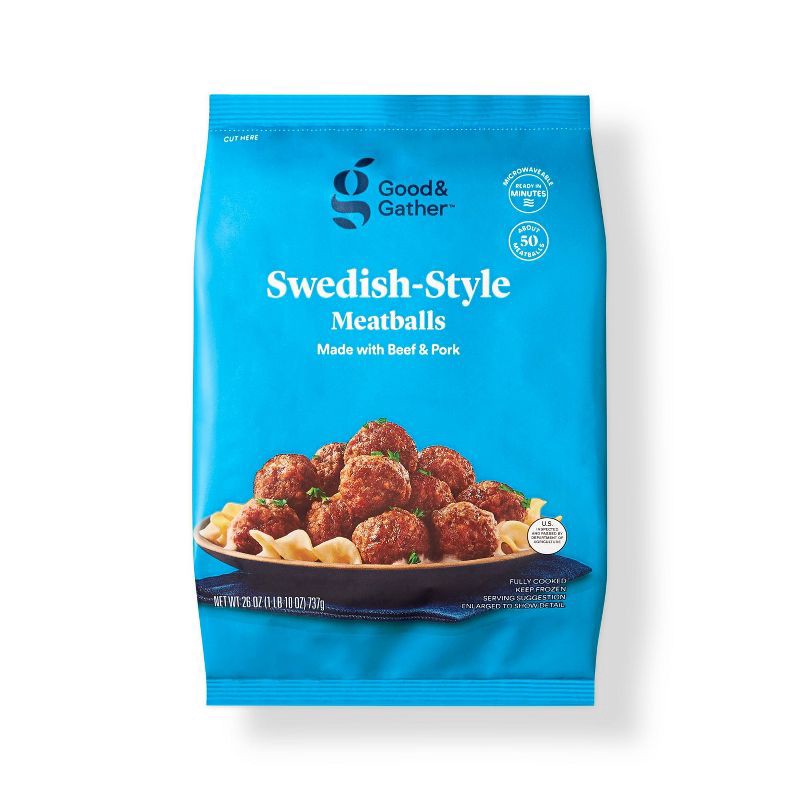slide 1 of 3, Swedish Style Beef & Pork Meatballs - Frozen - 26oz - Good & Gather™, 26 oz