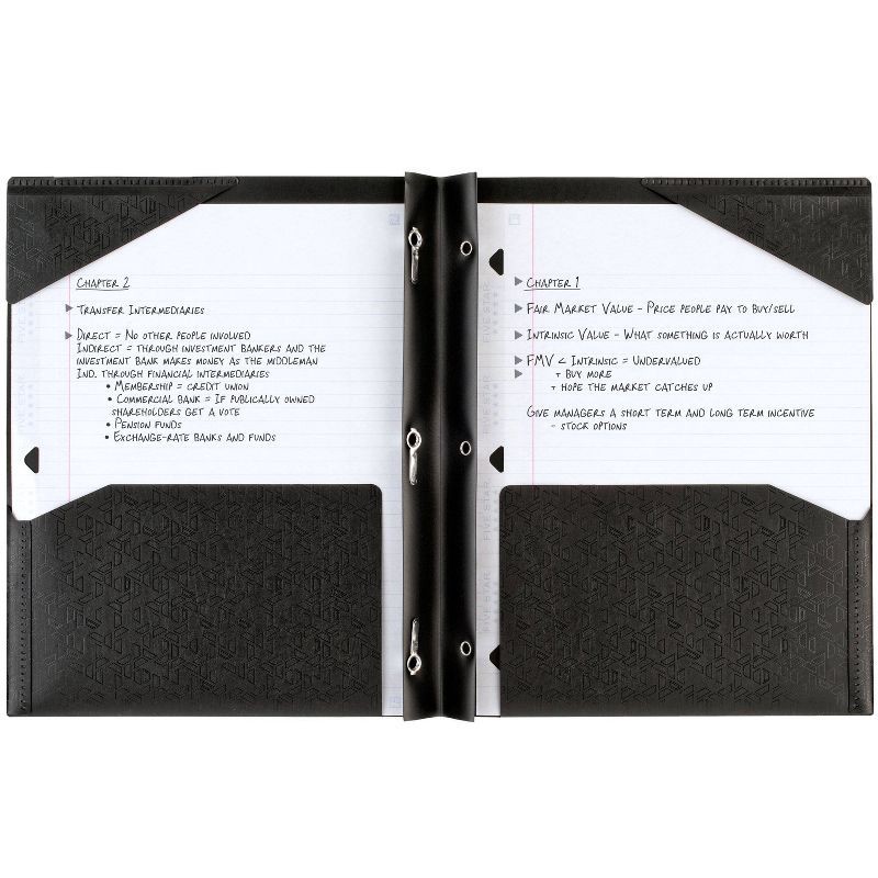 slide 2 of 8, Five Star 2 Pocket Plastic Folder with Prongs Black, 1 ct