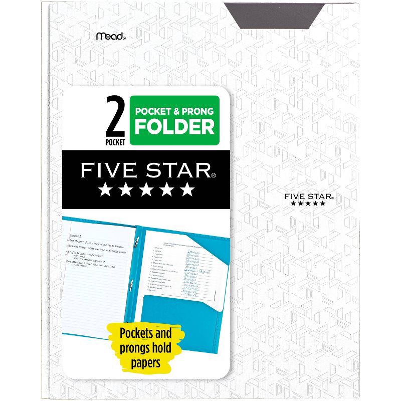 slide 1 of 7, Five Star 2 Pocket Plastic Folder with Prongs White, 1 ct
