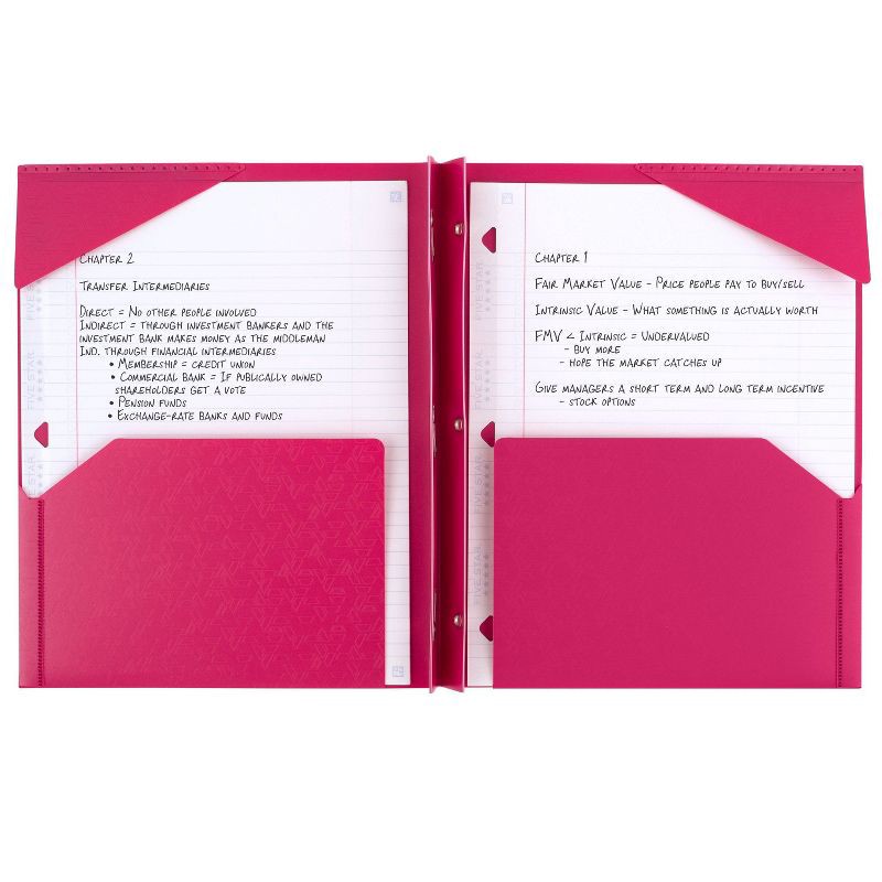 slide 2 of 8, Five Star 2 Pocket Plastic Folder with Prongs Pink, 1 ct
