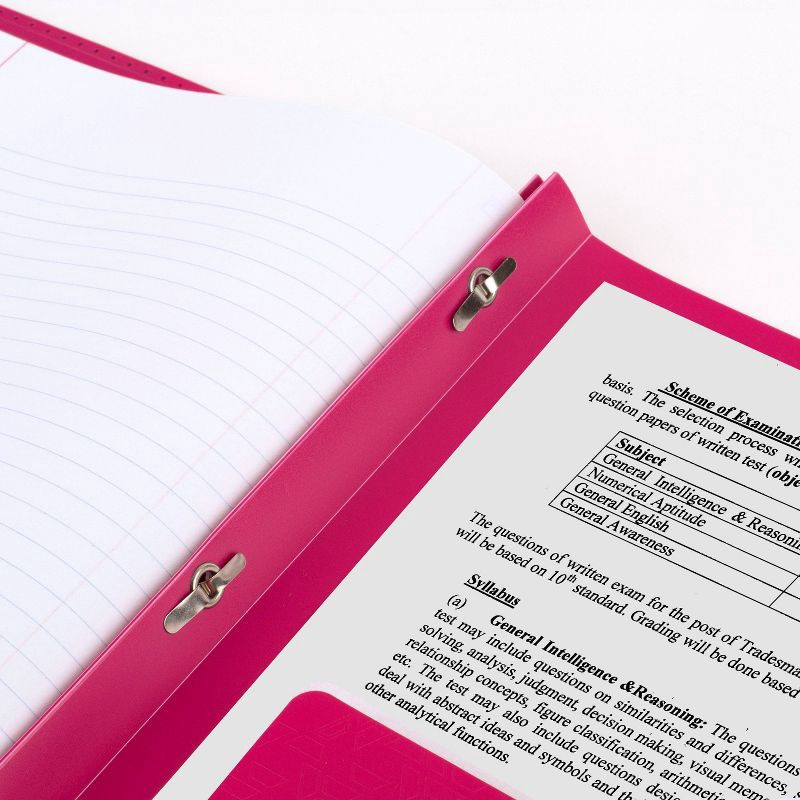 slide 4 of 8, Five Star 2 Pocket Plastic Folder with Prongs Pink, 1 ct