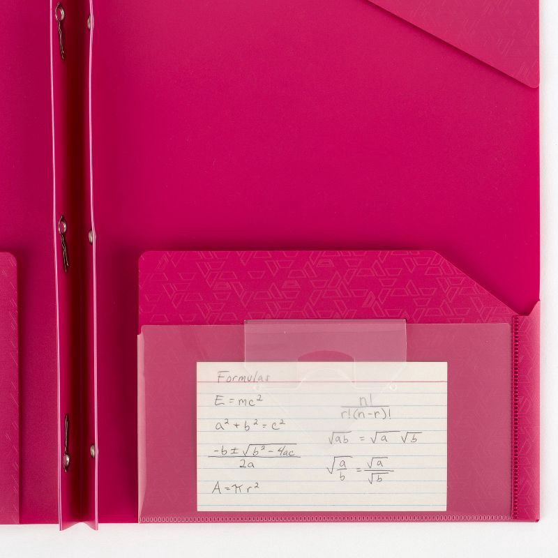 slide 6 of 8, Five Star 2 Pocket Plastic Folder with Prongs Pink, 1 ct