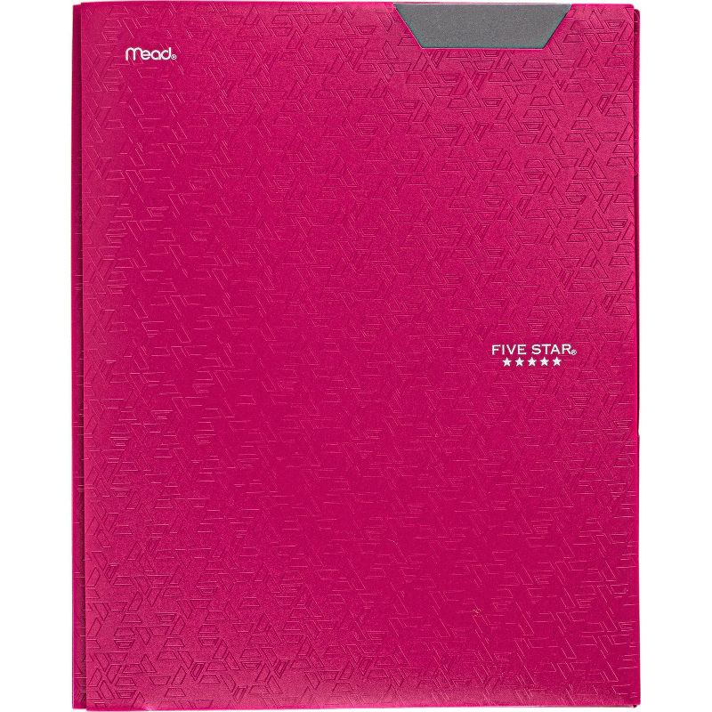 slide 5 of 8, Five Star 2 Pocket Plastic Folder with Prongs Pink, 1 ct