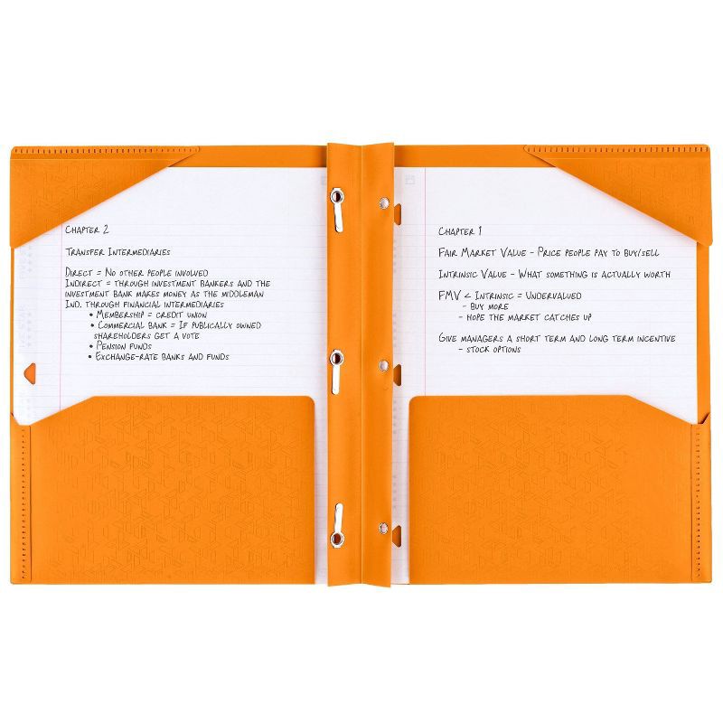 slide 2 of 8, Five Star 2 Pocket Plastic Folder with Prongs Orange, 1 ct