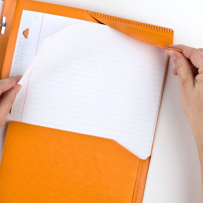 slide 6 of 8, Five Star 2 Pocket Plastic Folder with Prongs Orange, 1 ct
