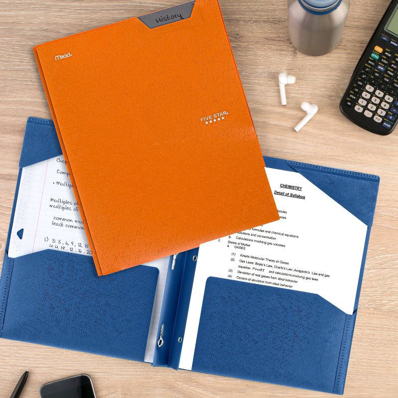 slide 7 of 8, Five Star 2 Pocket Plastic Folder with Prongs Orange, 1 ct