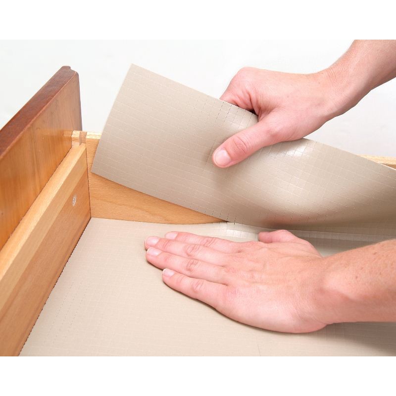 slide 3 of 6, Con-Tact 18"x4' Zip-N-Fit Premium Non-Adhesive Ribbed Shelf Liner Taupe, 1 ct