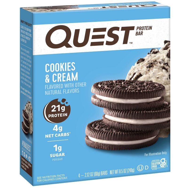 slide 2 of 7, Quest Nutrition 21g Protein Bar - Cookies & Cream - 4ct, 21 gram, 4 ct
