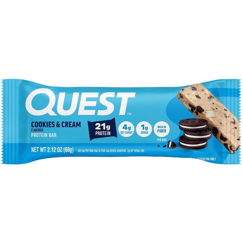 slide 3 of 6, Quest Nutrition Cookies & Cream Whey Protein Bars - 21g Protein - 4ct, 21 gram, 4 ct