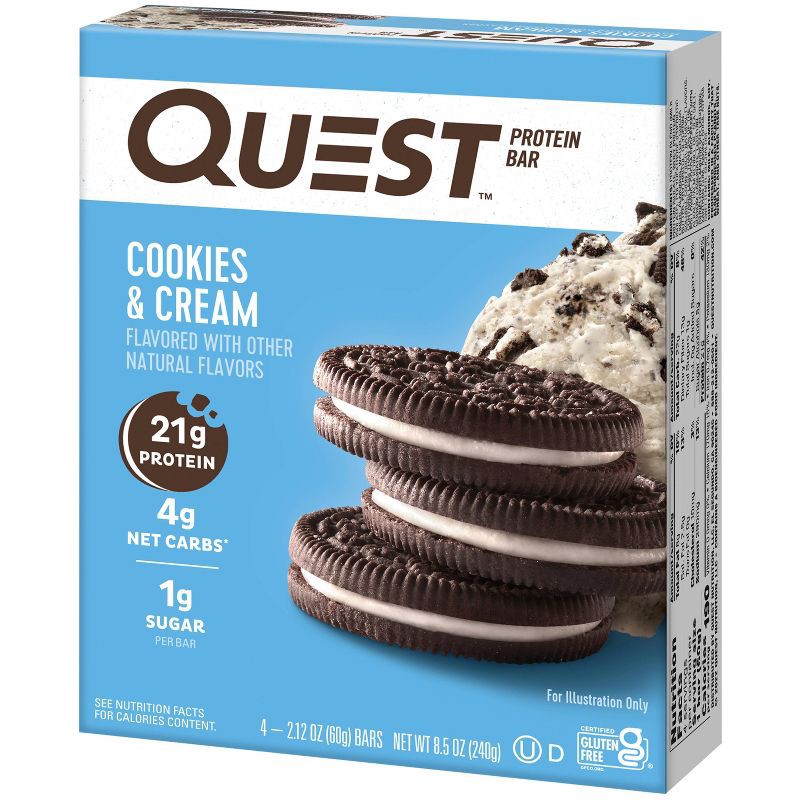 slide 3 of 7, Quest Nutrition 21g Protein Bar - Cookies & Cream - 4ct, 21 gram, 4 ct