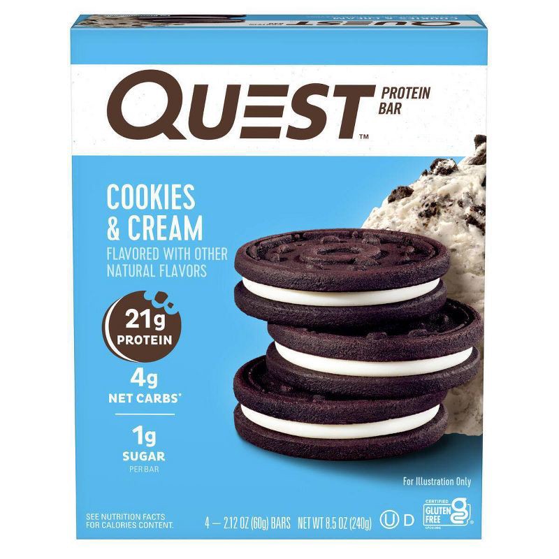 slide 1 of 7, Quest Nutrition Cookies & Cream Whey Protein Bars - 21g Protein - 4ct, 21 gram, 4 ct