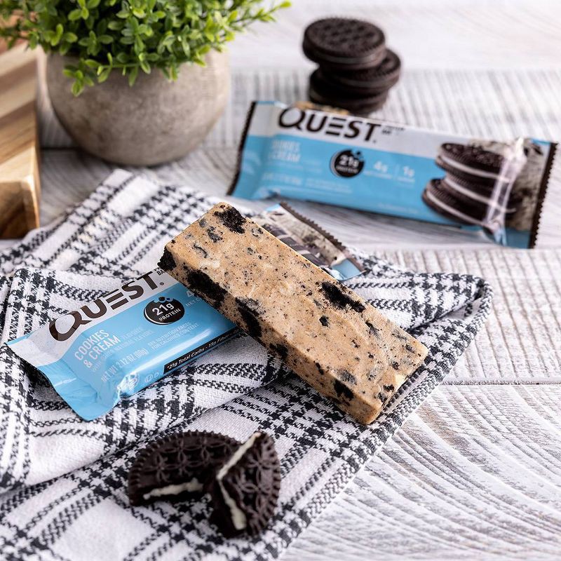 slide 6 of 7, Quest Nutrition 21g Protein Bar - Cookies & Cream - 4ct, 21 gram, 4 ct