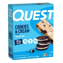 Quest Nutrition Cookies & Cream Whey Protein Bars - 21g Protein - 4ct