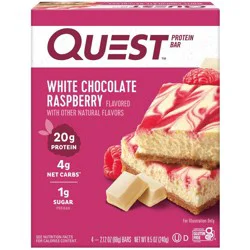 Quest Nutrition White Chocolate Raspberry Whey Protein Bars - 20g Protein - 4ct