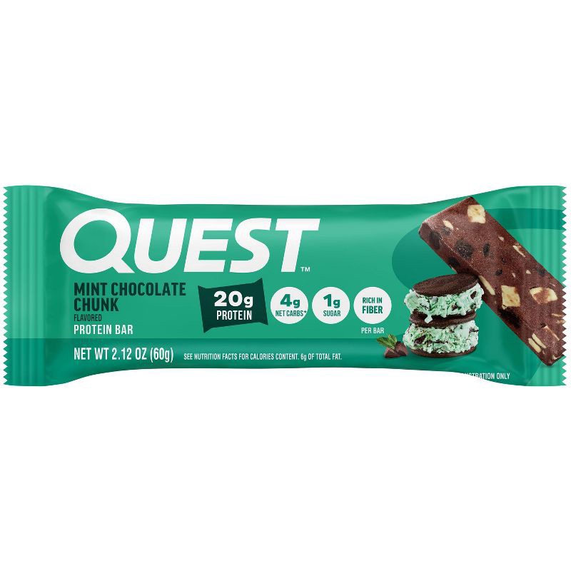 slide 2 of 5, Quest Nutrition Mint Chocolate Chunk Whey Protein Bars - 20g Protein - 4ct, 20 gram, 4 ct