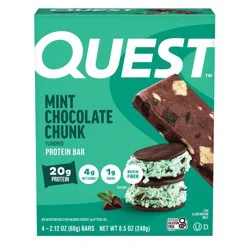 Quest Nutrition Mint Chocolate Chunk Whey Protein Bars - 20g Protein - 4ct