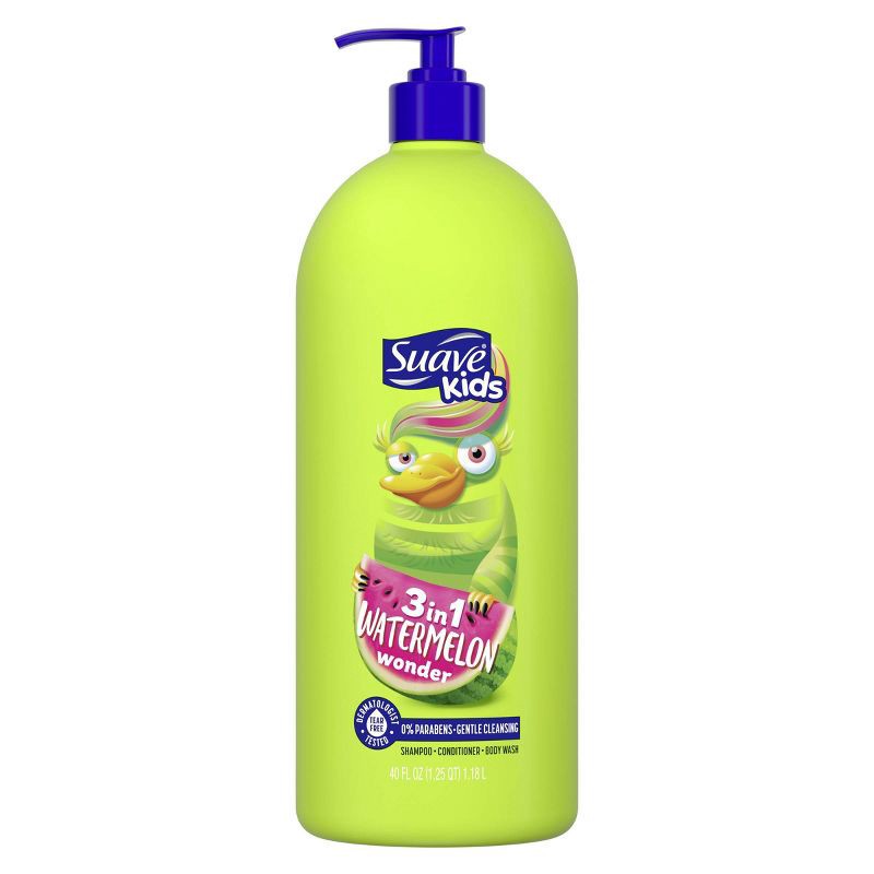 slide 2 of 7, Suave Kids' 3-in-1 Pump Shampoo + Conditioner + Body Wash Watermelon Wonder - 40 fl oz, 40 fl oz