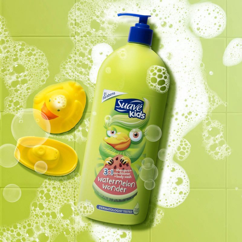 slide 5 of 7, Suave Kids' 3-in-1 Pump Shampoo + Conditioner + Body Wash Watermelon Wonder - 40 fl oz, 40 fl oz