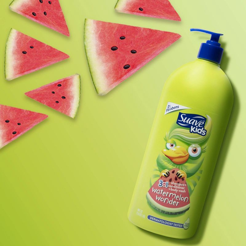 slide 7 of 7, Suave Kids' 3-in-1 Pump Shampoo + Conditioner + Body Wash Watermelon Wonder - 40 fl oz, 40 fl oz