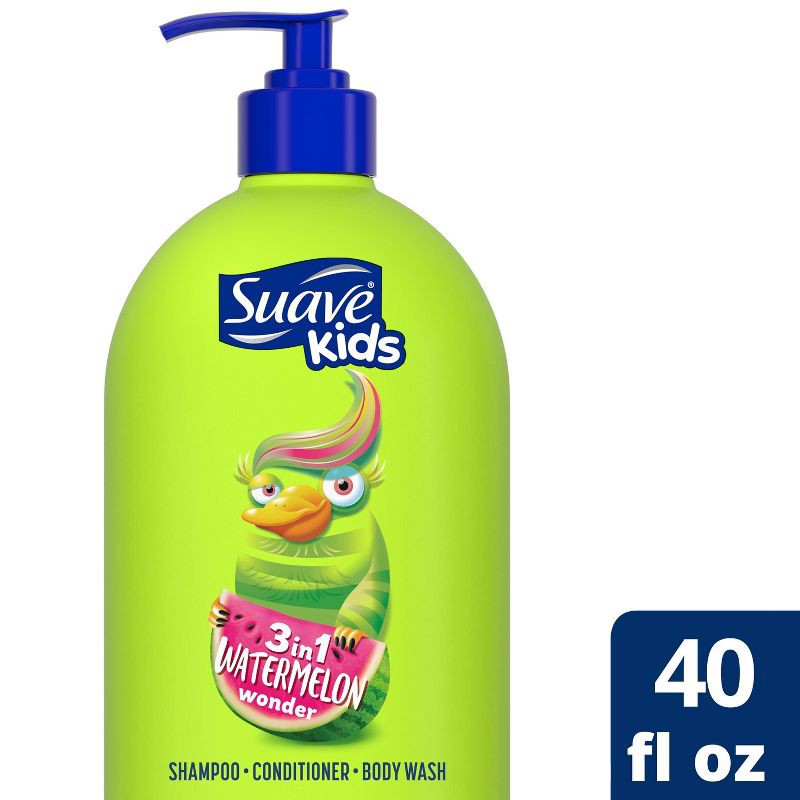 slide 1 of 7, Suave Kids' 3-in-1 Pump Shampoo + Conditioner + Body Wash Watermelon Wonder - 40 fl oz, 40 fl oz