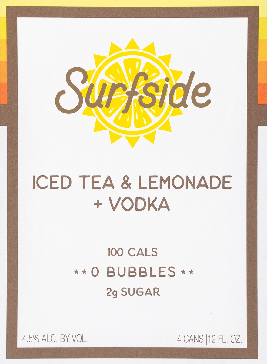 slide 3 of 13, Surfside Iced Tea & Lemonade + Vodka 4 - 12 fl oz Cans, 4 ct